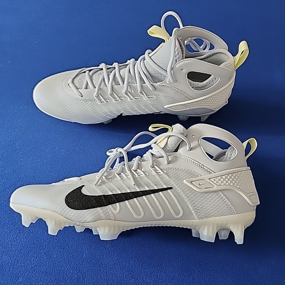 Nike Huarache 9 Elite Mid Lax SE Grey Football Cleats (Sz 13) FV6149-001 Men's